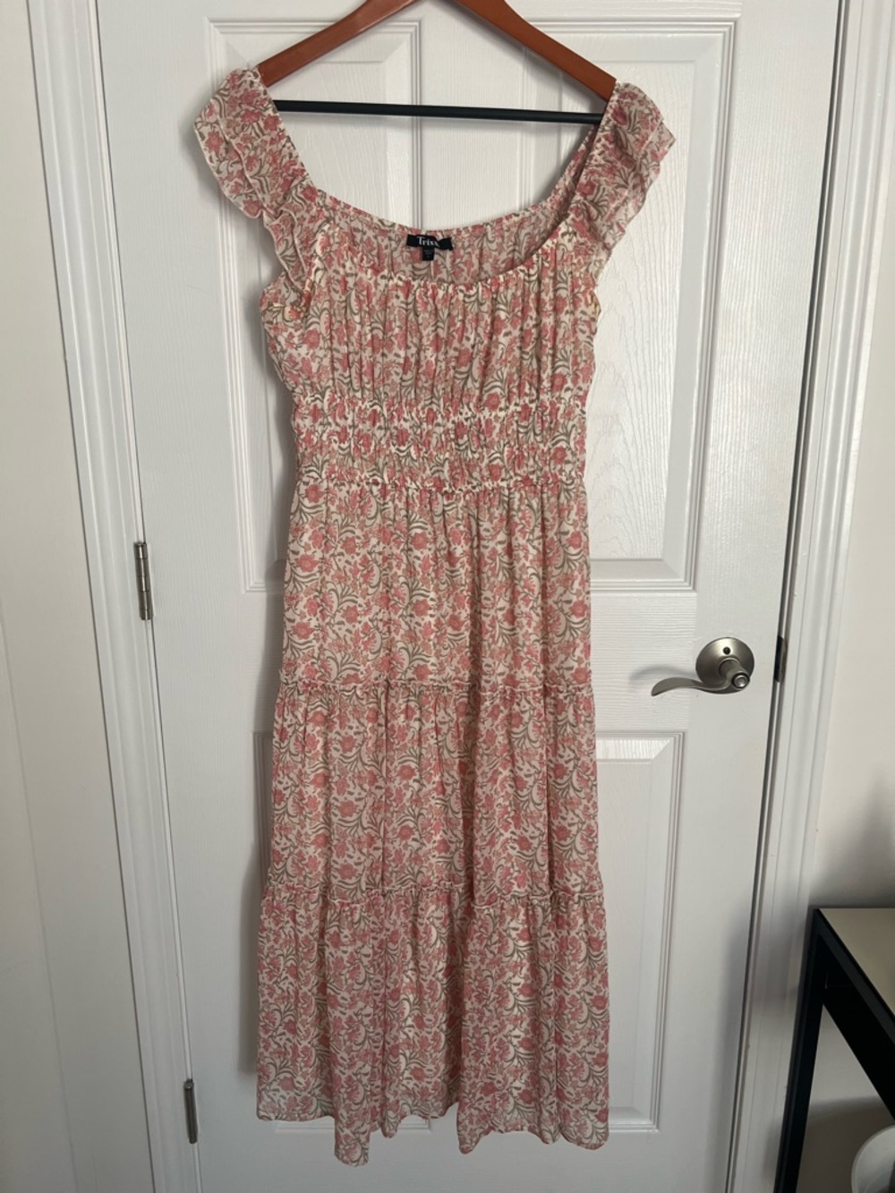 Trixxi Pink Floral Smocked Maxi Dress